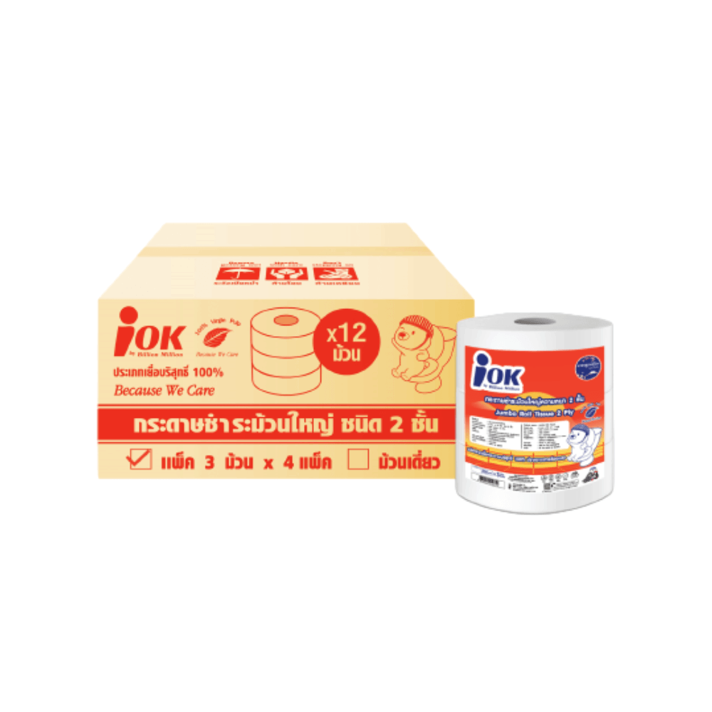กระดาษชำระ IOK  หนา 2 ชั้น พิมพ์ลาย ความยาว 250 เมตร บรรจุ 3 ม้วน/แพ็ก (ยกลัง 4 แพ็ก)_0